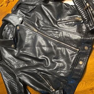 Black Faux Leather Biker Jacket From LA Coalition
